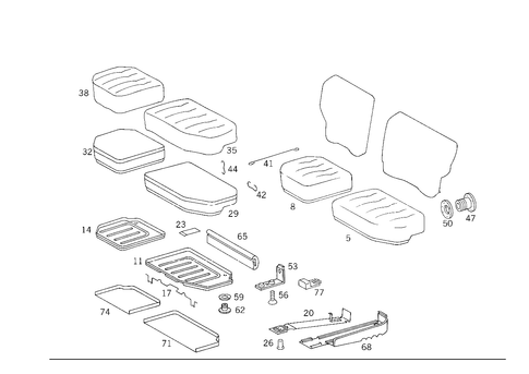Rear Seat Cushion, Rear Backrest, Headrest for 1988 Mercedes-Benz 300TE #0