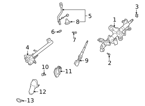 Steering Column Assembly for 2000 Nissan Quest #0