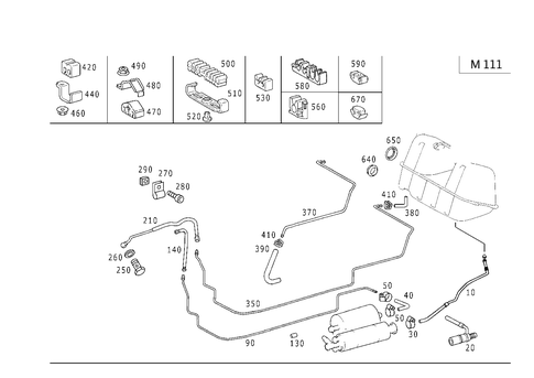 Fuel Lines, Gasoline Vehicles for 1999 Mercedes-Benz E430 #1