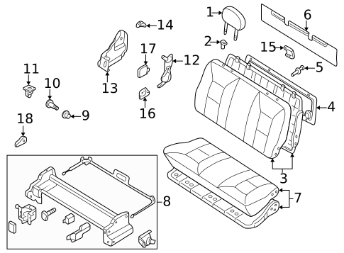Rear Seat Components for 2000 Nissan Quest #1