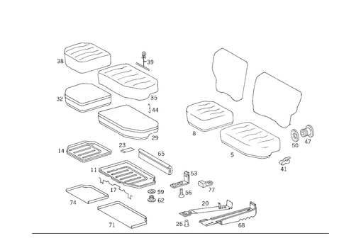 Rear Seat Cushion, Rear Backrest, Headrest for 1988 Mercedes-Benz 300TE #1