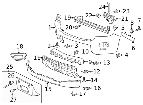 Bumper & Components - Front for 2024 Chevrolet Traverse Limited #11
