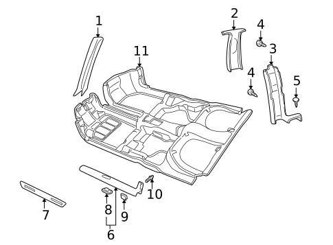 Interior Trim - Pillars for 2001 Saab 9-3 #1
