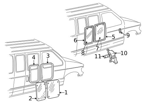 Glass - Side Door for 1993 Ford E-350 Econoline #0