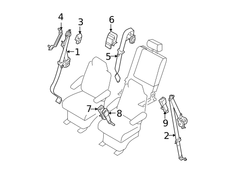 Rear Seat Belts for 2009 Nissan Pathfinder #0