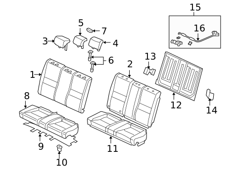 Rear Seat Components for 2010 Honda Civic #1