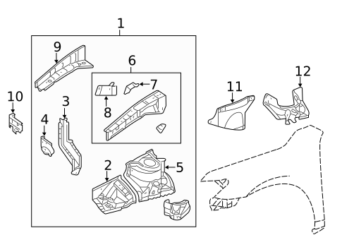 Structural Components & Rails for 2011 Toyota Camry #5