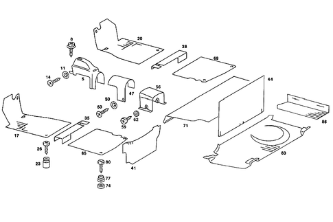 Front Panel Pillar Panelling, Lining on Floor and Footrest for 1984 Mercedes-Benz 380SL #0