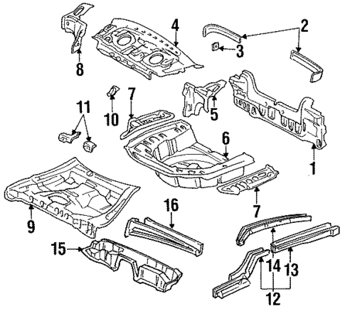 Rear Floor & Rails for 1994 Toyota Tercel #0