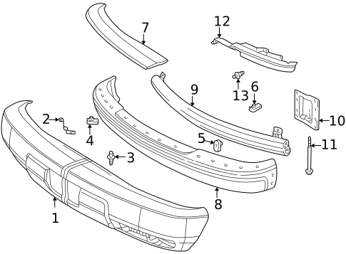 Bumper & Components - Front for 2002 GMC Savana 2500 #0