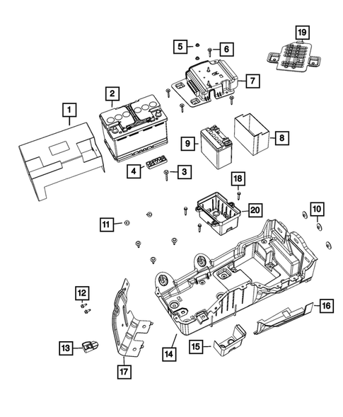 Battery, Battery Tray and Cables for 2022 Jeep Wrangler #1