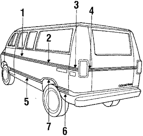 Exterior Trim - Side Panel for 1990 Dodge B250 #0
