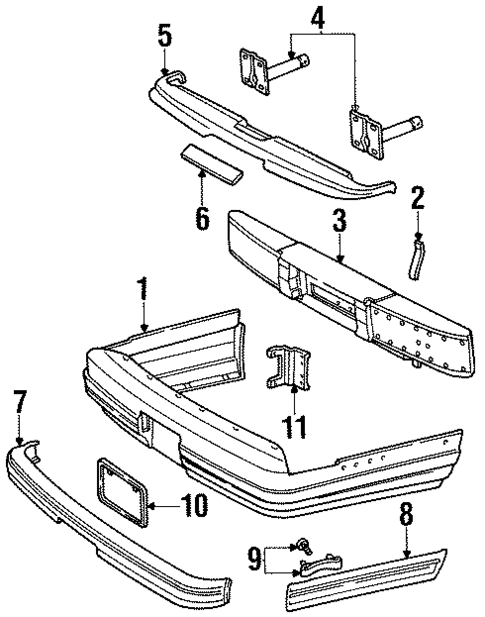 Bumper & Components - Rear for 1990 Lincoln Town Car #0