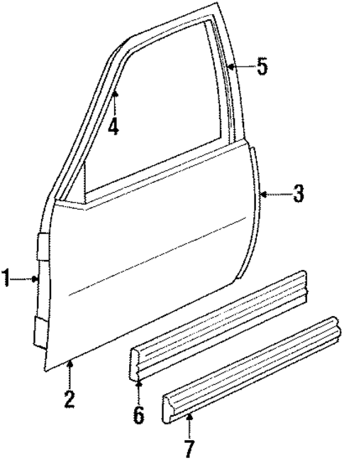 Door & Components for 1988 Chevrolet Cavalier #2
