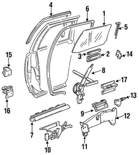 Glass - Rear Door for 1991 Buick Roadmaster #0