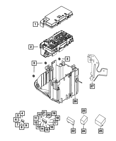 Power Distribution Center, Fuse Block, Junction Block, Relays and Fuses for 2015 Jeep Grand Cherokee #0