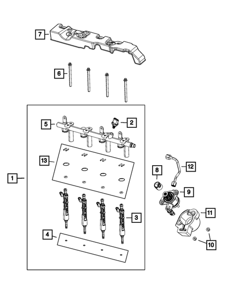Fuel Rail and Injectors for 2020 Jeep Cherokee #0