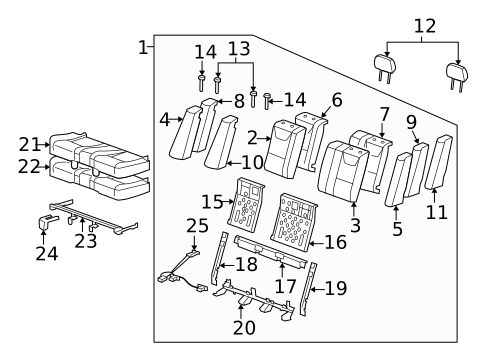 Rear Seat Components for 2008 Saturn Aura #1