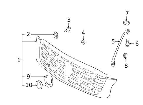 Grille & Components for 2000 Cadillac DeVille #0