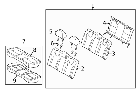 Rear Seat Components for 2023 Hyundai Elantra #2