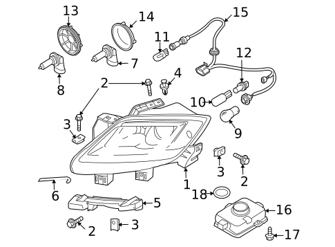 Headlamp Components for 2010 Mazda CX-9 #1