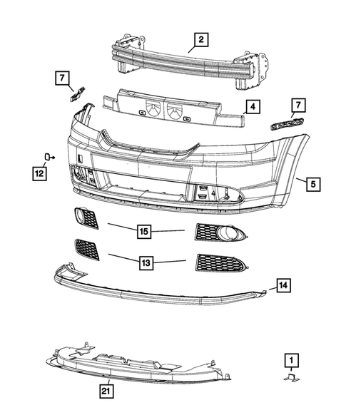 Front Bumper and Fascia for 2015 Dodge Journey #1