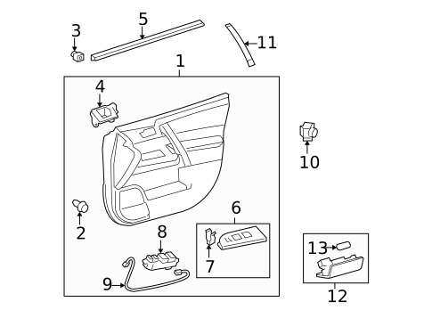 Interior Trim - Front Door for 2009 Toyota Highlander #0