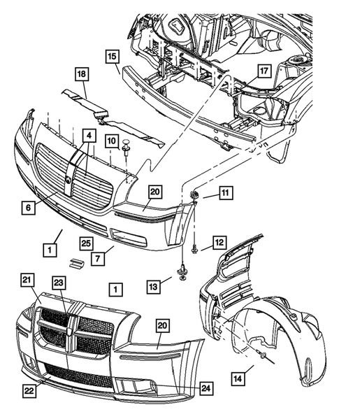 Front Bumper and Fascia for 2007 Dodge Charger #1