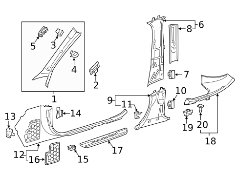 Interior Trim - Pillars for 2021 Mercedes-Benz C63 AMG #0