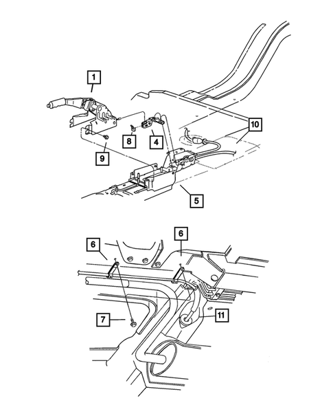 Parking Brake Lever and Cables for 2001 Chrysler Sebring #1