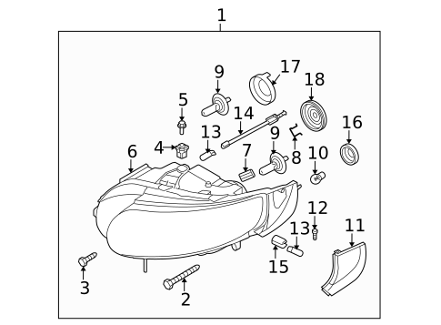 Headlamp Components for 2007 Saab 9-5 #0