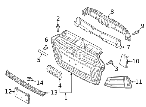 Grille & Components for 2018 Audi A3 Quattro #0