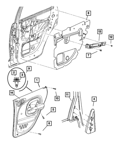 Door Trim Panels-Front and Rear for 2008 Chrysler PT Cruiser #0