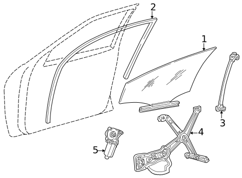 Glass - Front Door for 1998 Mercedes-Benz E430 #0