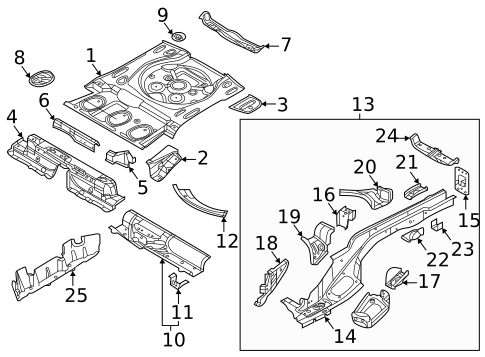 Rear Floor & Rails for 2019 Volkswagen Tiguan #0