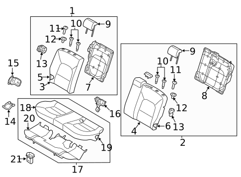 Rear Seat Components for 2014 Kia Rio #1