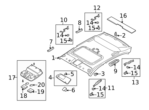 Interior Trim - Roof for 2005 Kia Amanti #0