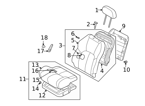 Front Seat Components for 2003 Chrysler Sebring #1