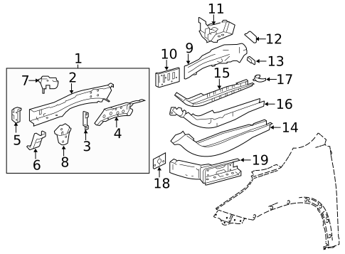 Structural Components & Rails for 2019 Toyota Highlander #0