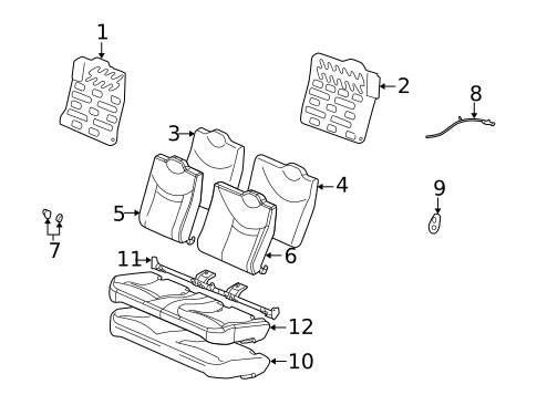 Rear Seat Components for 2007 Saturn Ion #1
