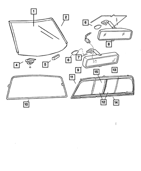 Glass and Rear View Mirror for 2002 Dodge Ram 2500 #0