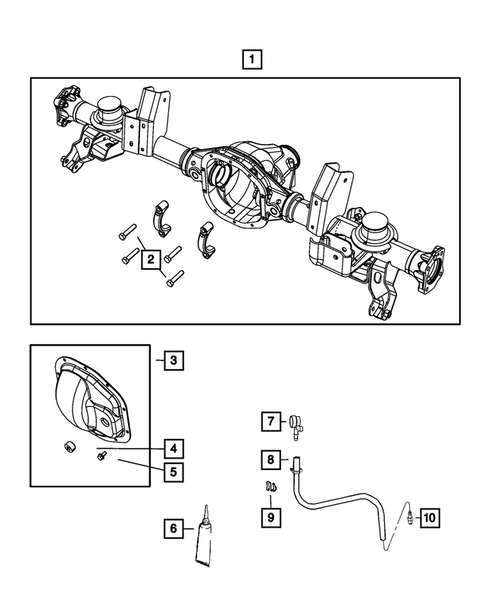 Rear Axle; Housing, Differential and Vent for 2008 Jeep Commander #1
