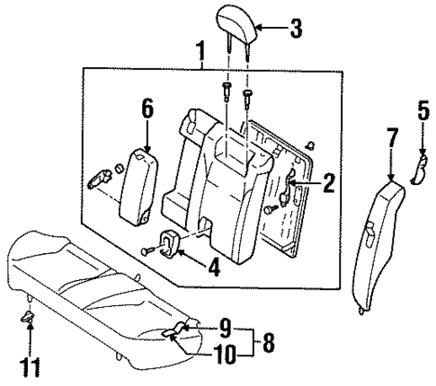Rear Seat Components for 1995 INFINITI G20 #2