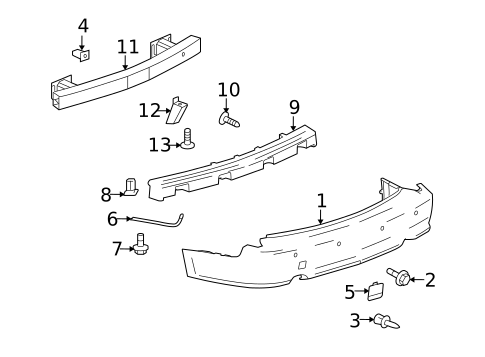 Bumper & Components - Rear for 2008 Cadillac SRX #0
