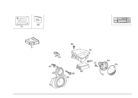 Radio Set, Remote Control, Amplifier, CD-Player, Loudspeaker for 1997 Mercedes-Benz SL320 #1