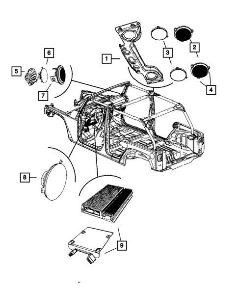 Radio, Antenna, Speakers, DVD, and Video systems for 2011 Jeep Wrangler #1