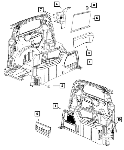 Panels-Moldings-Scuff Plates, Pillar, Cowl, 1/4 Panel Trim and Cargo Covers for 2009 Chrysler Town & Country #0
