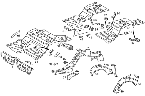 Rear End Floor for 1993 Mercedes-Benz 400SEL #1
