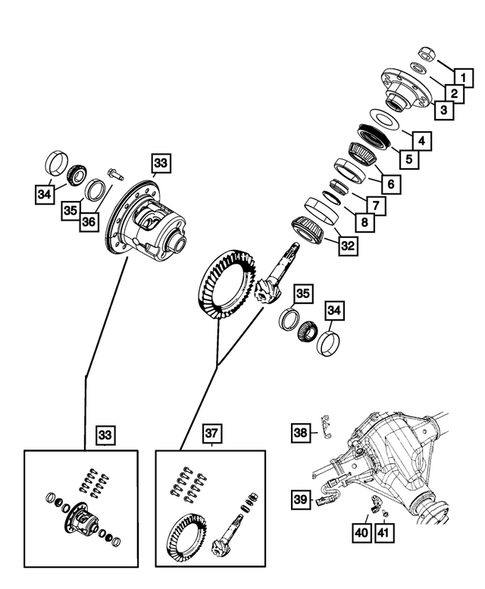 Rear Axle; Housing, Differential and Vent for 2008 Jeep Wrangler #1