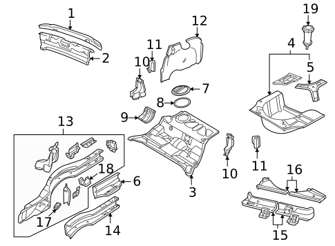 Rear Floor & Rails for 2001 Audi A4 Quattro #0